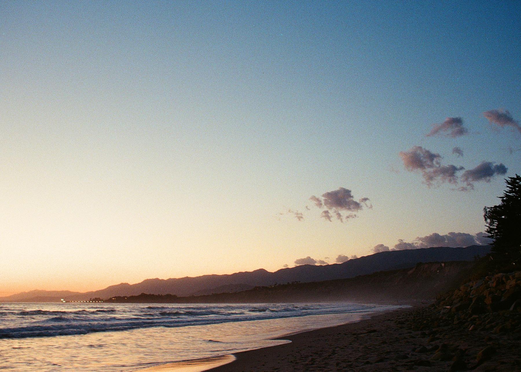 The coastline at dusk